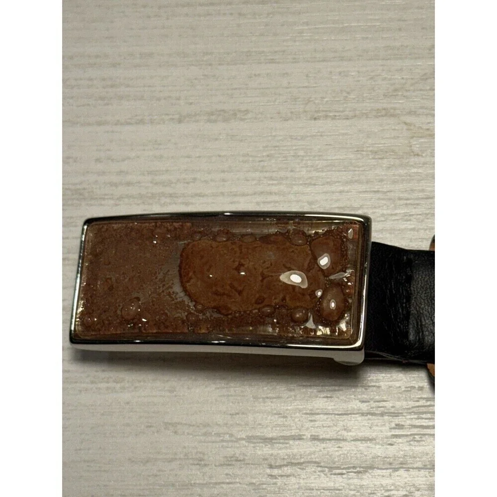 Qualheim Bollerini Belt Womens Size Small S Black Unique Bubble Glass Made Italy